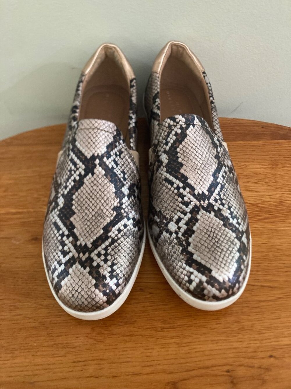 New Directions Snakeskin Slip-On Sneakers With Metallic Heel Accent Cushioned In - Picture 2 of 7